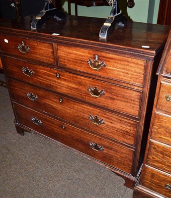 Lot 638 - Georgian mahogany chest of drawers, two short over three long drawers on bracket feet