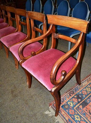 Lot 655 - A set five Regency mahogany bar back dining chairs and a William IV chair