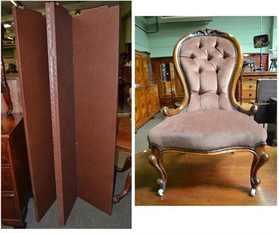 Lot 663 - Victorian nursing chair and a screen