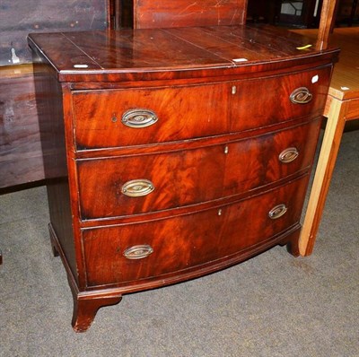 Lot 673 - A 19th century mahogany bow fronted chest of drawers (a.f.)