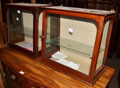 Lot 677 - Pair of 19th century glazed mahogany hanging display cabinets