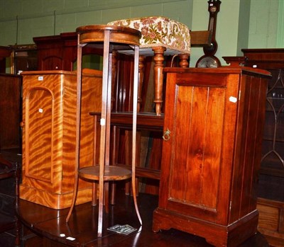 Lot 684 - Two Victorian pot cupboards, an Edwardian mahogany plant stand, Danish teak nest of tables and...