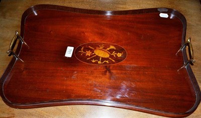 Lot 701 - An Edwardian inlaid mahogany tray with twin handles & gallery