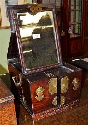 Lot 702 - 19th century Anglo-Chinese carved hardwood travelling dressing chest