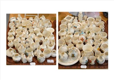 Lot 3 - Collection of approximately one hundred and seventeen pieces of Goss miniature crested ware on...