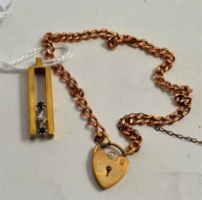 Lot 100 - A curb and lock bracelet and a pendant stamped '9ct'