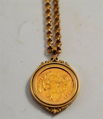 Lot 106 - A 1982 half sovereign pendant on chain