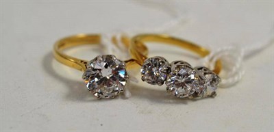 Lot 110 - Two 14ct gold cubic zirconia rings
