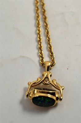 Lot 113 - A 9ct gold swivel fob on chain