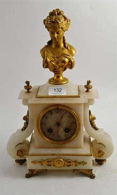 Lot 132 - An alabaster and gilt metal mantel clock