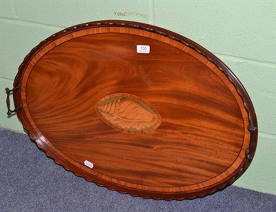Lot 135 - A Georgian mahogany shell-inlaid two-handled tray