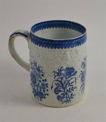 Lot 141 - A Staffordshire pottery blue and white large pearlware mug (a.f.)