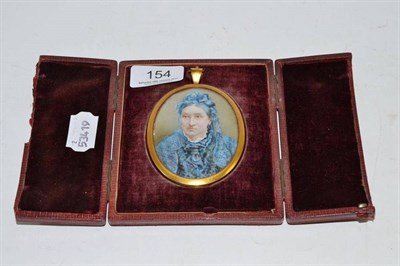 Lot 154 - Portrait of a lady, miniature oval in leather case, lined in red velvet