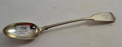 Lot 156 - A Victorian silver fiddle pattern basting spoon, Exeter 1861