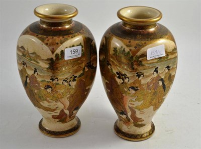 Lot 159 - A pair of Japanese Satsuma earthenware vases