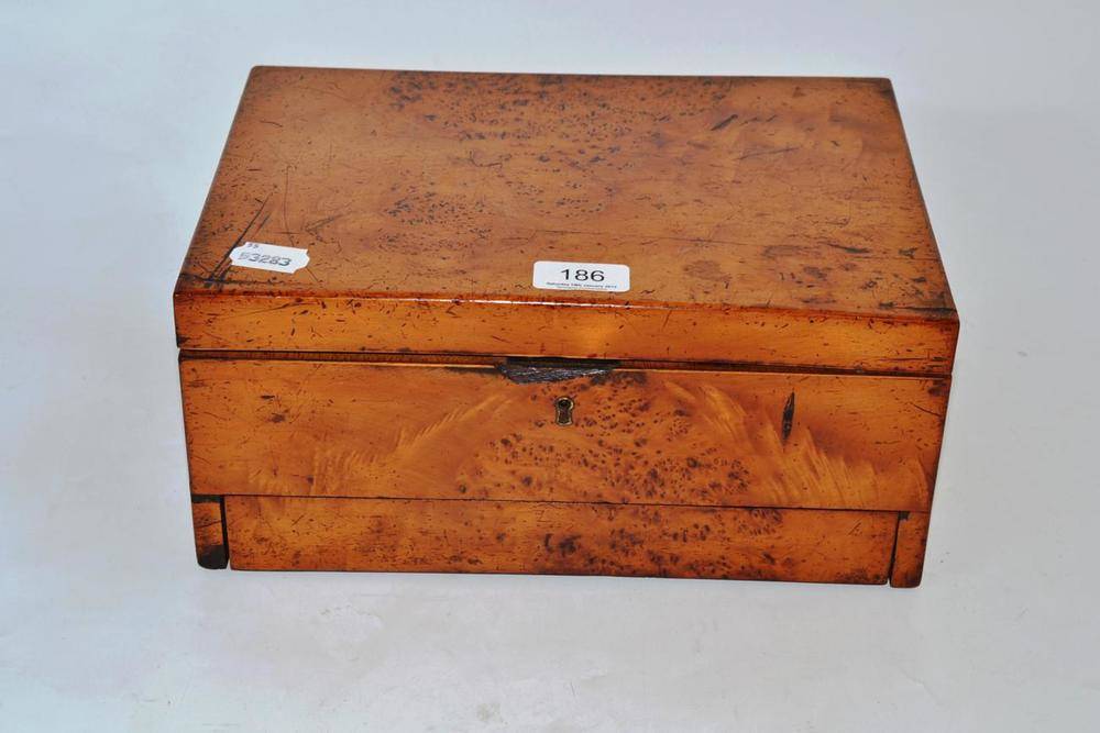 Lot 186 - A yew wood work box; a sulphide type door knob; hard stones etc