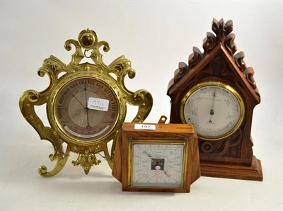 Lot 197 - Three desk aneroid barometers