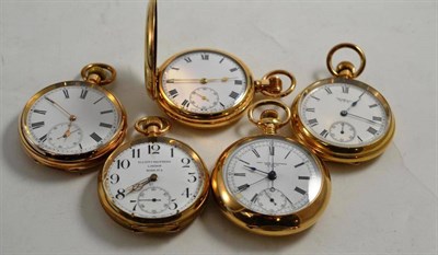 Lot 212 - A plated single push chronograph pocket watch, open faced plated pocket watch with movement stamped