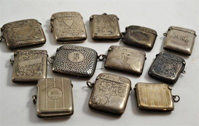 Lot 213 - Twelve silver vesta cases