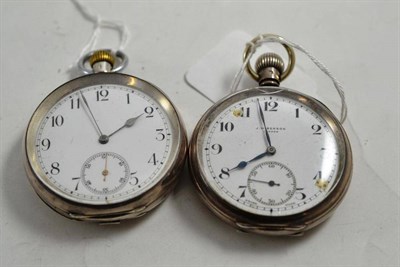 Lot 217 - A silver open faced pocket watch and a Continental open faced pocket watch (2)