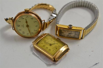 Lot 223 - Three gold wristwatches