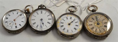 Lot 256 - Four ladies silver pocket watches