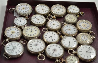 Lot 322 - Twenty lady's fob watches with cases stamped '0.800', '935', '925' and 'fine silver'