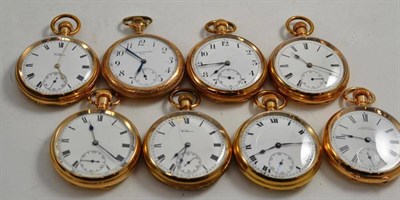 Lot 324 - Eight plated pocket watches