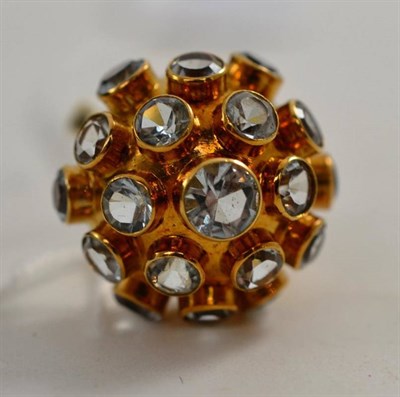 Lot 326 - A 14ct gold stone set bombé cluster ring