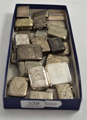 Lot 339 - Twenty silver vesta cases, two other vesta cases stamped '800', four plated vesta cases and a match