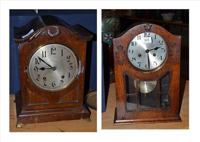 Lot 349 - Two striking mantel clocks, one movement stamped 'W&H'.