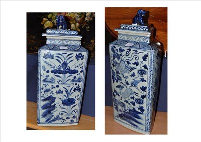 Lot 358 - A pair of Chinese blue and white vases and covers