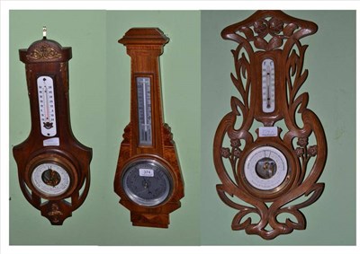 Lot 374 - Three aneroid barometers, one signed 'Arnhem.B.Pollman, Nymegen'