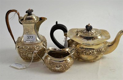 Lot 377 - A three piece silver tea set