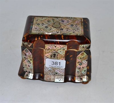 Lot 381 - A tortoiseshell and mother-of-pearl inlaid tea caddy (a.f.)