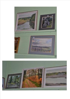 Lot 426 - Three oil landscapes and three watercolours by A.R.Clark