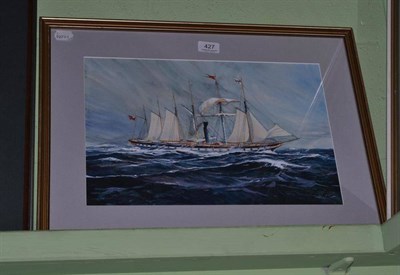 Lot 427 - A Brian Entwistle steam clipper - watercolour and bodycolour