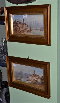 Lot 443 - Felize A Rezia - North Italian lake scenes, a pair of oils on board