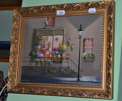 Lot 446 - Oil painting by Deborah Jones 'J.Spruce, Florist'