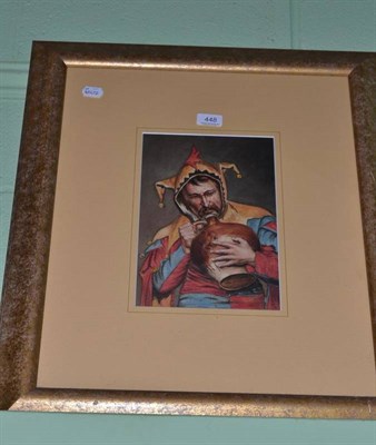 Lot 448 - Gilt framed watercolour drawing, ";The Jester"