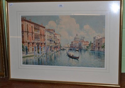 Lot 459 - Watercolour signed E Bonney, 'The Grand Canal, Venice'