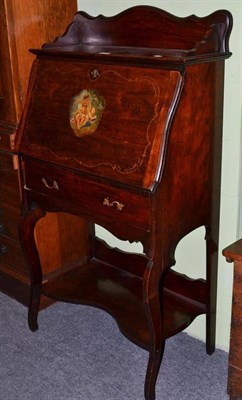 Lot 487 - A Edwardian small painted walnut bureau