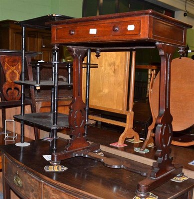 Lot 501 - A Victorian mahogany single drawer side table and a Japanned whatnot