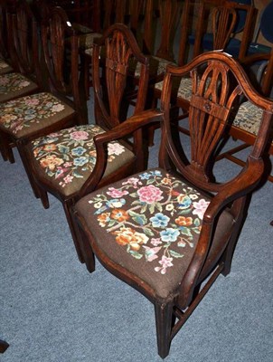 Lot 550 - A set of six mahogany dining chairs in the Hepplewhite style