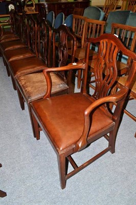 Lot 562 - A set of eight mahogany Hepplewhite style dining chairs (6+2)