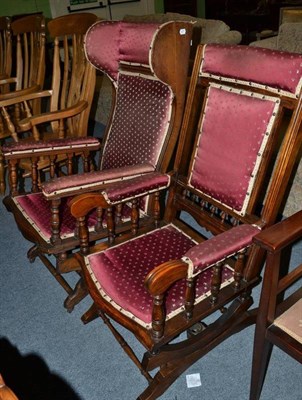 Lot 566 - Two American rocking chairs