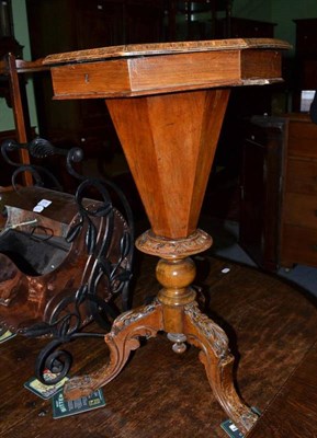 Lot 578 - A Victorian walnut trumpet shaped sewing table