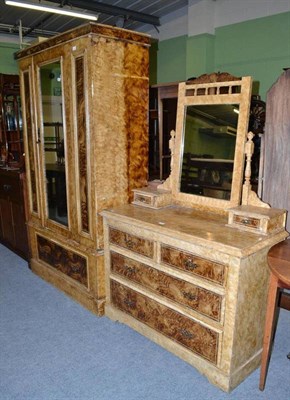 Lot 588 - A Victorian grained and scumbled pine wardrobe and dressing table