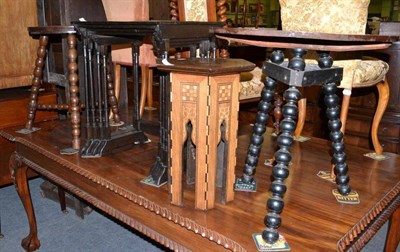 Lot 609 - A gypsy table, a nest of tables, a carved circular occasional table and a Moorish occasional table