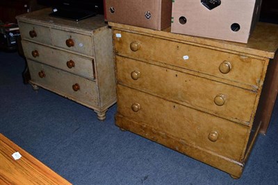 Lot 687 - Two Victorian scumbled pine three height chests